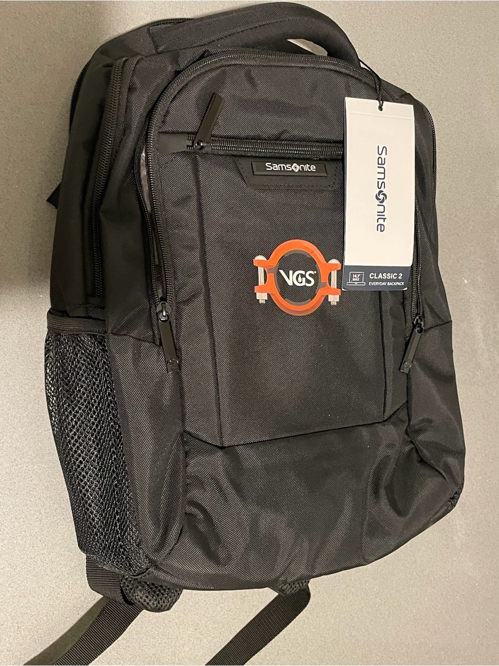 Samsonite Black Backpack with Orange Accent Logo